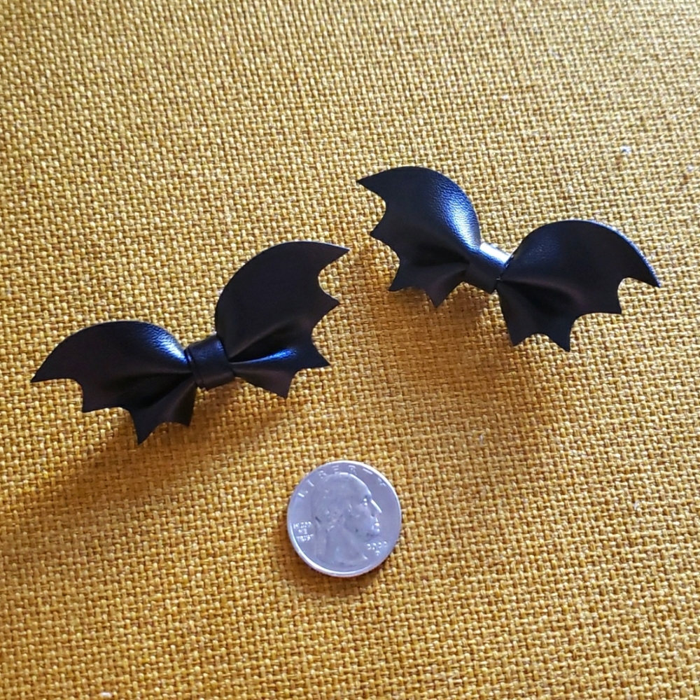 Pair of pleather bat pins